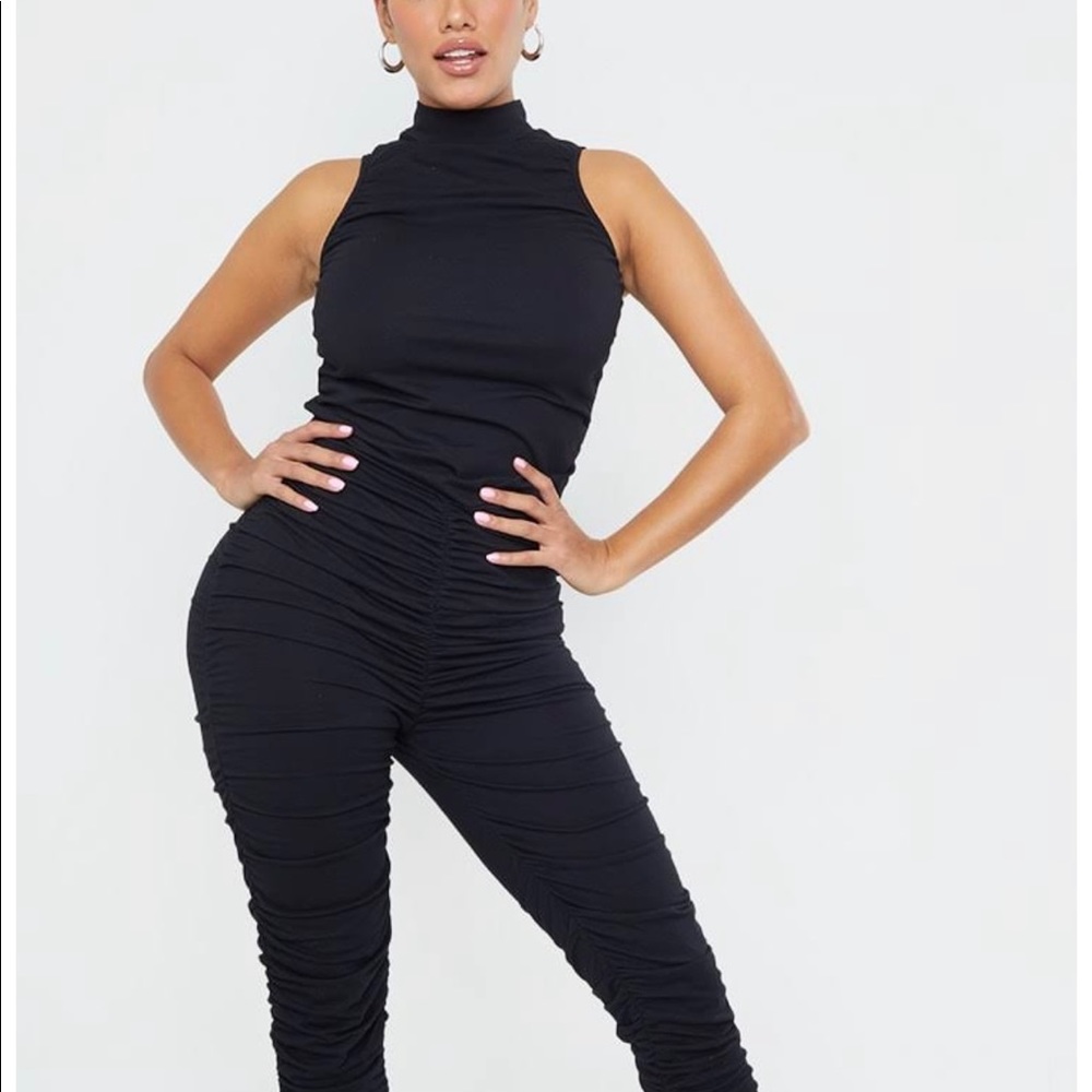 Naked Wardrobe Ruched Sleeveless Jumpsuit